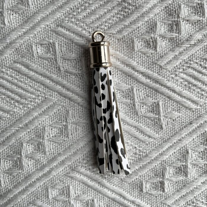 leopard leather tassels