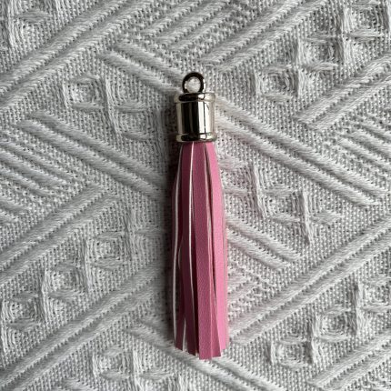 magenta leather tassels