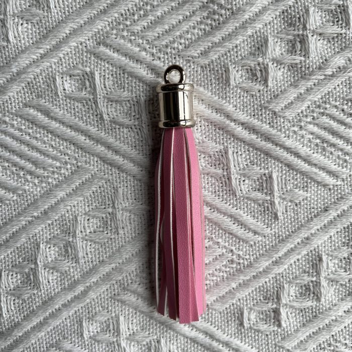 magenta leather tassels