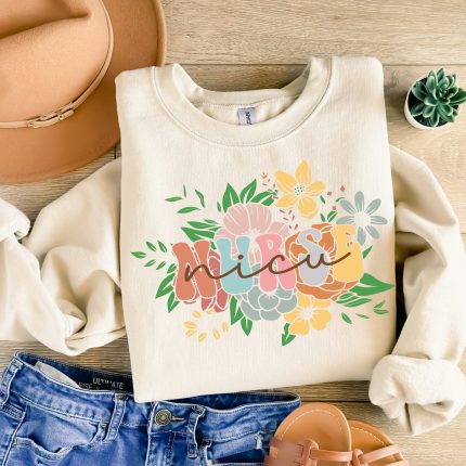 nicu nurse floral dtf transfer