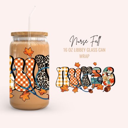 nurse fall 16oz uv dtf cup wrap