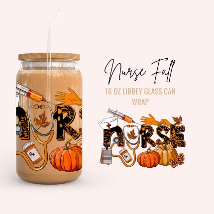 nurse fall 16oz uv dtf cup wrap