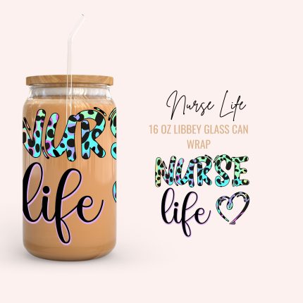 nurse life 16oz uv dtf cup wrap