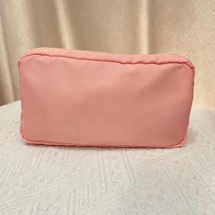 orange nylon makeup bag