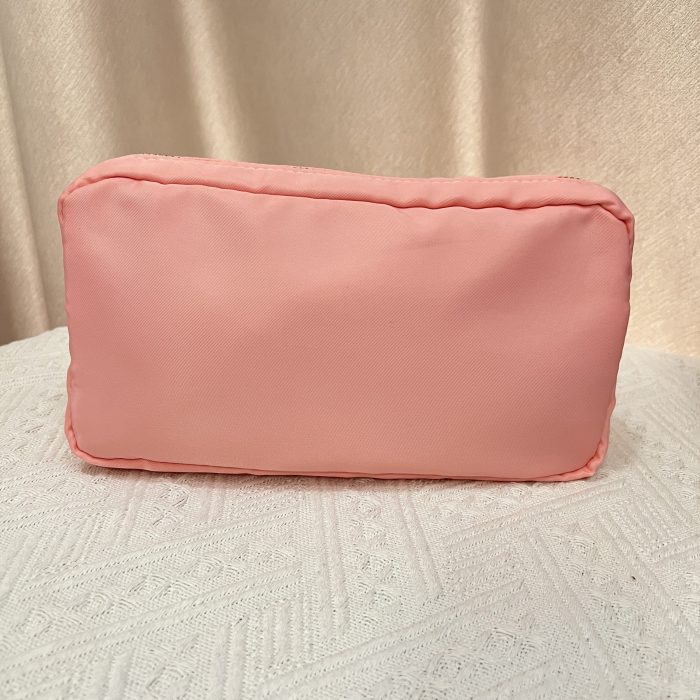 orange nylon makeup bag