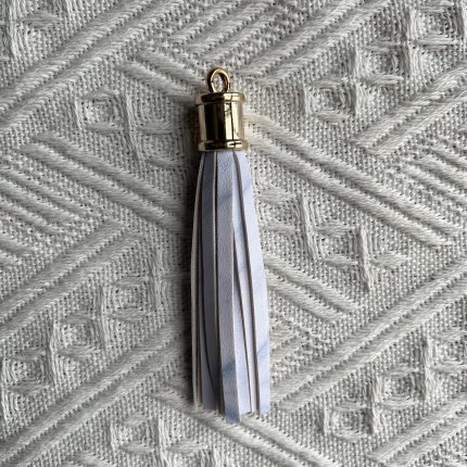 periwinkle leather tassels