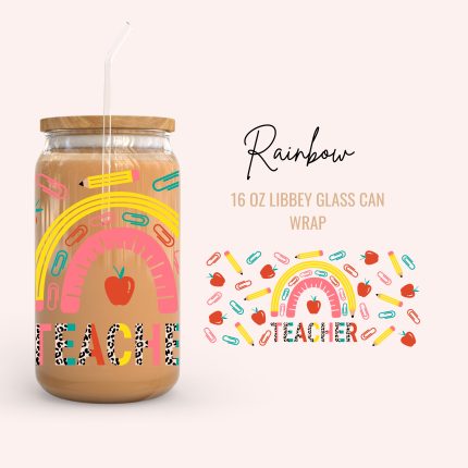 rainbow 16oz uv dtf cup wraps
