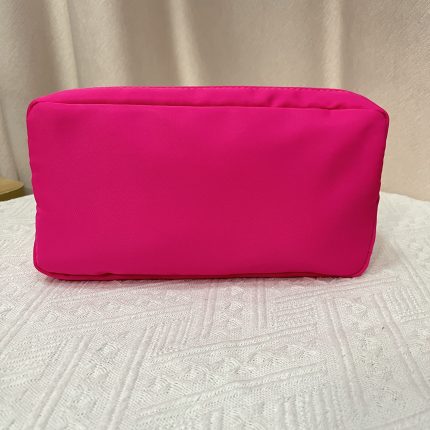 red nylon makeup bag