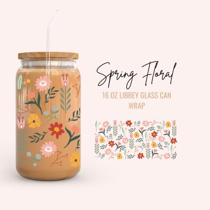 spring floral 16oz cup wrap