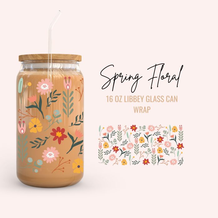 spring floral 16oz cup wrap