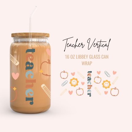 teacher vertical 16oz uv dtf cup wrap