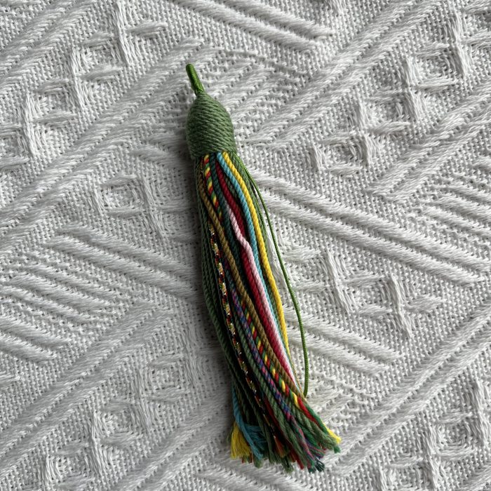 tibetan tassels moss green