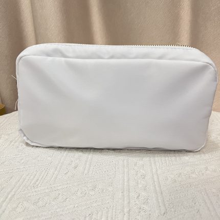 white nylon makeup bag