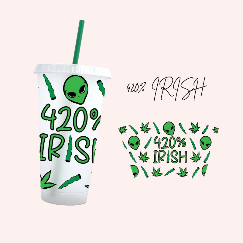 420% IRISH 24oz uv dtf cold cup wrap