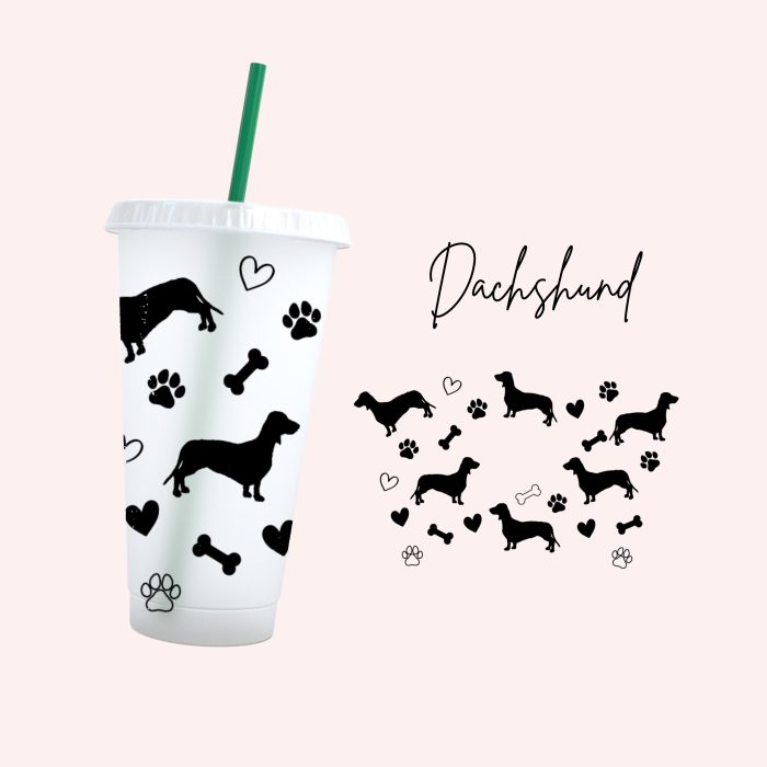 Dachshund 24oz uv dtf cold cup wraps