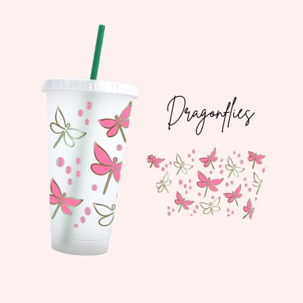 Dragonflies 24oz uv dtf cold cup wraps