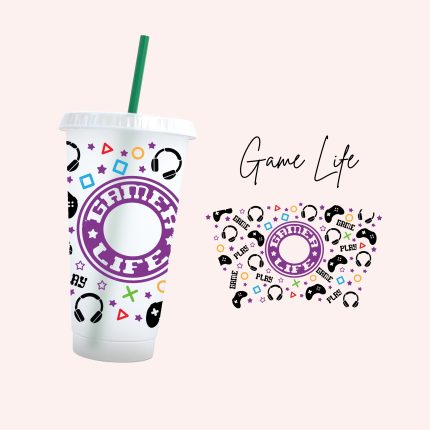 Game Life 24oz uv dtf cold cup wrap
