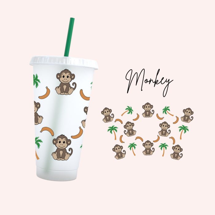 Monkey 24oz uv dtf cold cup wrap