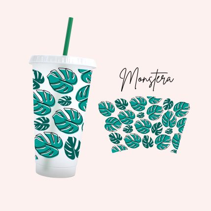 Monstera 24oz uv dtf cold cup wrap