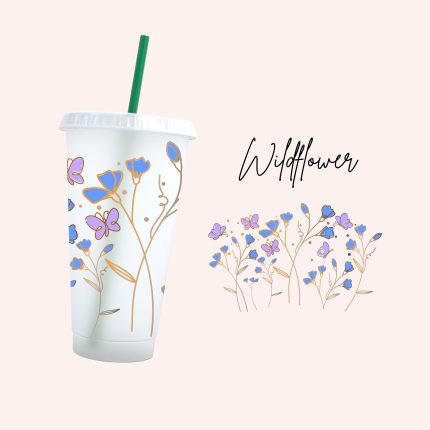 boho flower 24oz uv dtf cold cup wraps
