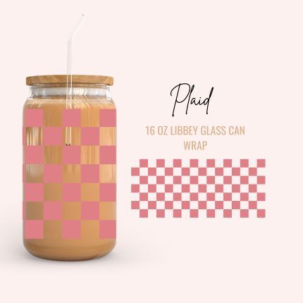plaid 16oz uv dtf cup wrap