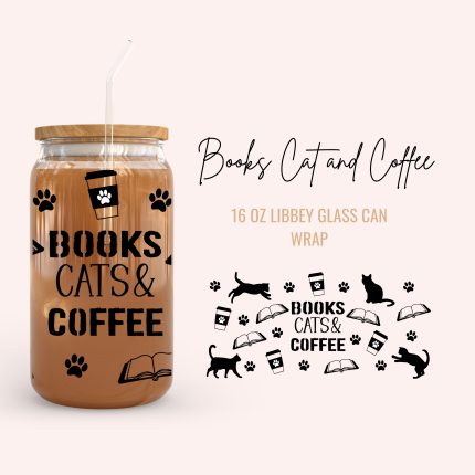 books cat and coffee cup wraps