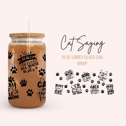 cat saying cup wraps
