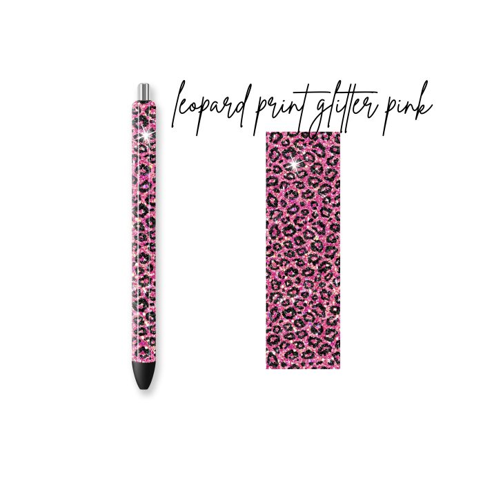 leopard print glitter pink pen wraps