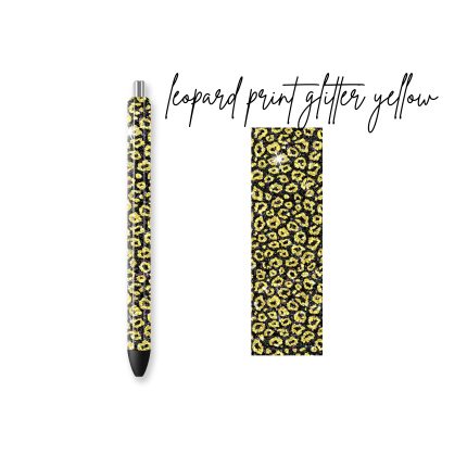 leopard print glitter yellow pen wraps