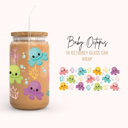 Baby Octopus 16oz uv dtf cup wraps