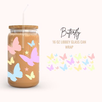 Butterfly 16oz uv dtf cup wraps