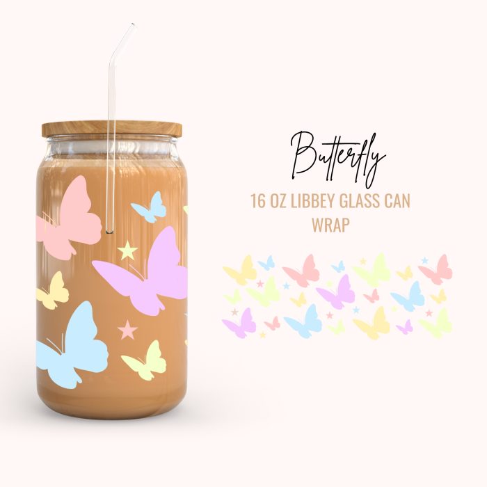 Butterfly 16oz uv dtf cup wraps