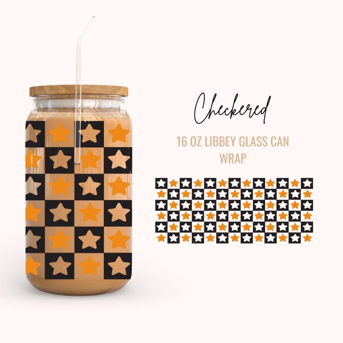 Chechered 16oz uv dtf cup wraps