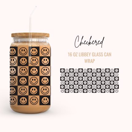 Chechered smile 16oz uv dtf cup wraps