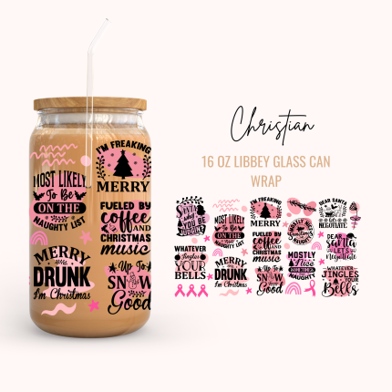 Christmas 16oz uv dtf cup wraps