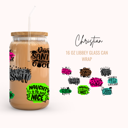 Christmas 16oz uv dtf cup wraps