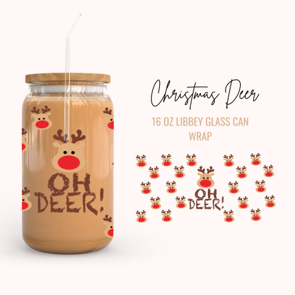Christmas Deer 16oz uv dtf cup wraps