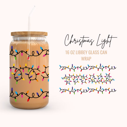 Christmas Light 16oz uv dtf cup wraps