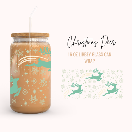 Christmas deer 16oz uv dtf cup wraps