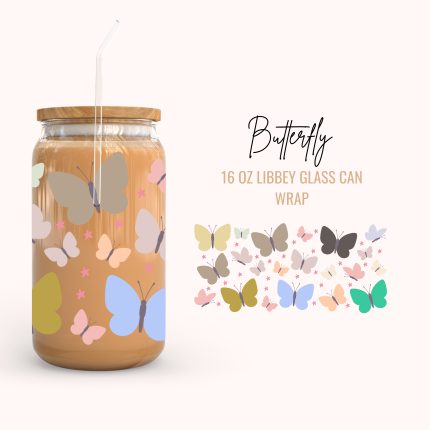 butterfly 16oz uv dtf cup wraps